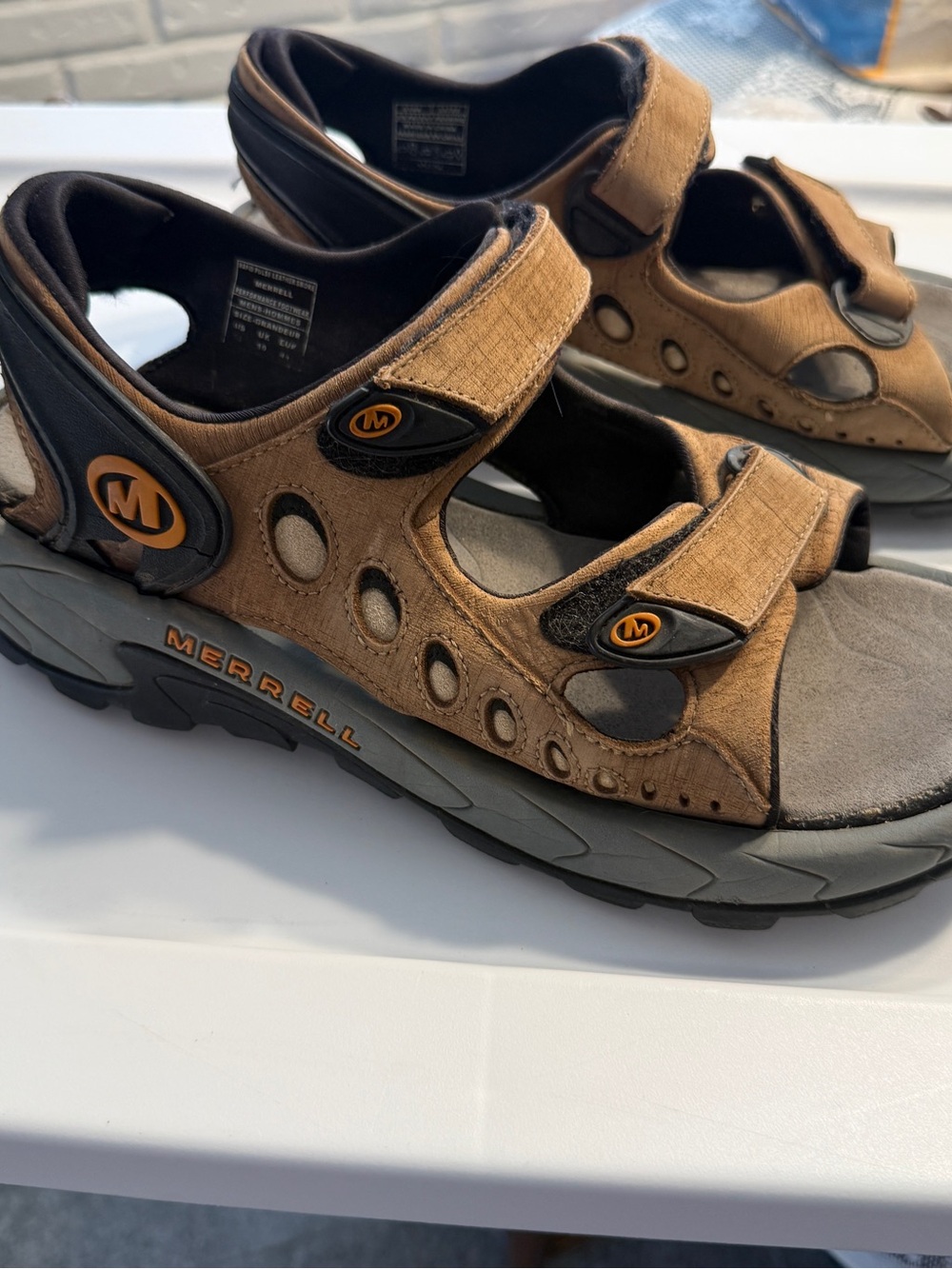 Merrell Rapid Pulse Leather Brown Outdoor Sandals Mens 11 Hiking Active